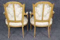 Pair 1920's Louis XVI Style Painted and Distressed Armchairs
