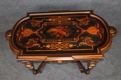 Antique American Victorian Pottier Stymus Attributed Inlaid Center Table