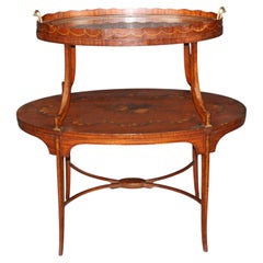 19th c Antique English Adams Paint decorated Two-Tier Dessert Table