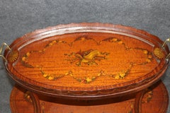 19th c Antique English Adams Paint decorated Two-Tier Dessert Table