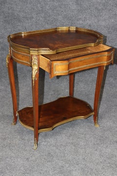 19th c French Louis XV Style Bronze Ormolu Mounted Two Tier End Table
