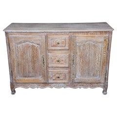 18th c French Paneled Cerused Oak Server Sideboard Buffet