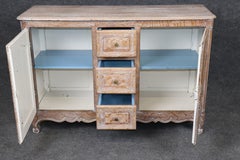 18th c French Paneled Cerused Oak Server Sideboard Buffet