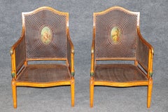 Pair Antique 19th c Gillow & Co Adams Style Bergere Chairs