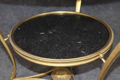 Pair 1920's Directoire Bronze Rams head Marble Top Gueridon Tables