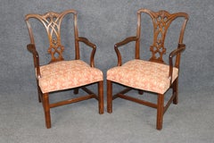1950's Set 10 Chippendale Style Mahogany Dining Chairs