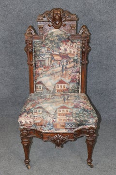 Antique Victorian Allen Brothers Carved Side Chair