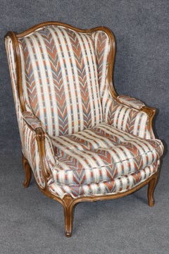 20th C. Louis XV Style Carved Wingback Bergere Chair & Ottoman