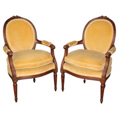 Pair Louis XVI Style French Armchairs