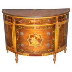 1930's Adams Style Paint Decorated Demilune Commode