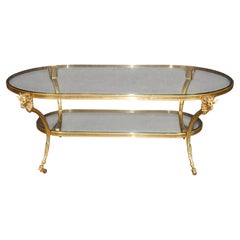 1960's Bronze Ramshead Maison Jansen Style Two Tier Coffee Table