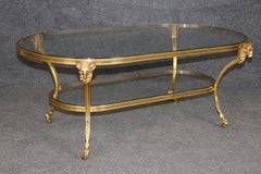 1960's Bronze Ramshead Maison Jansen Style Two Tier Coffee Table