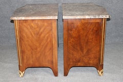 Pair E.J Victor Regency Style Brass Mounted Marble Top Commodes