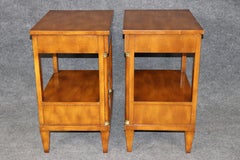 1960's Pair French Empire Style 2 Drawer Brass Mount Night Stands