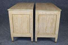 Pair English Made Louis XVI Style Brass Mounted Ceruse Oak Commodes