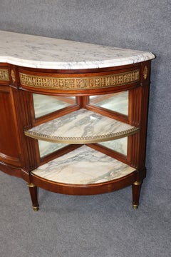 19th C. French Louis XVI Style Marble Top Bronze Mounted Sideboard