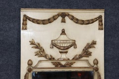 French Louis XVI Style Parcel Painted & Gold Trumeau Mirror