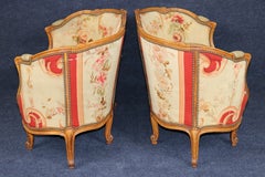 Pair Antique Late 19th c Louis XV Style Aubusson Canopy Settees