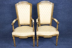 20th C Pair of Tall Back Impressive Louis XVI style Armchairs