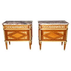 Pair Paul Sormani Antique Louis XVI Style Ormolu Mounted Commodes
