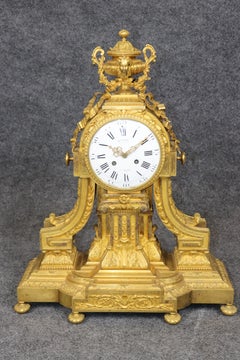 19th C. French Louis XVI Style Ormolu Clock Set by Deniere