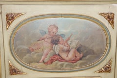 Antique French Turn of the Century Louis XVI Hand Painted Trumeau Mirror