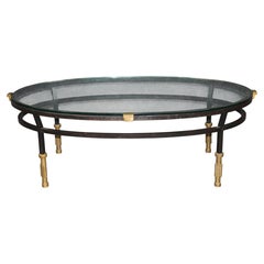 1970's Vintage Metal Glass and Brass Coffee Table