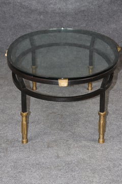 1970's Vintage Metal Glass and Brass Coffee Table