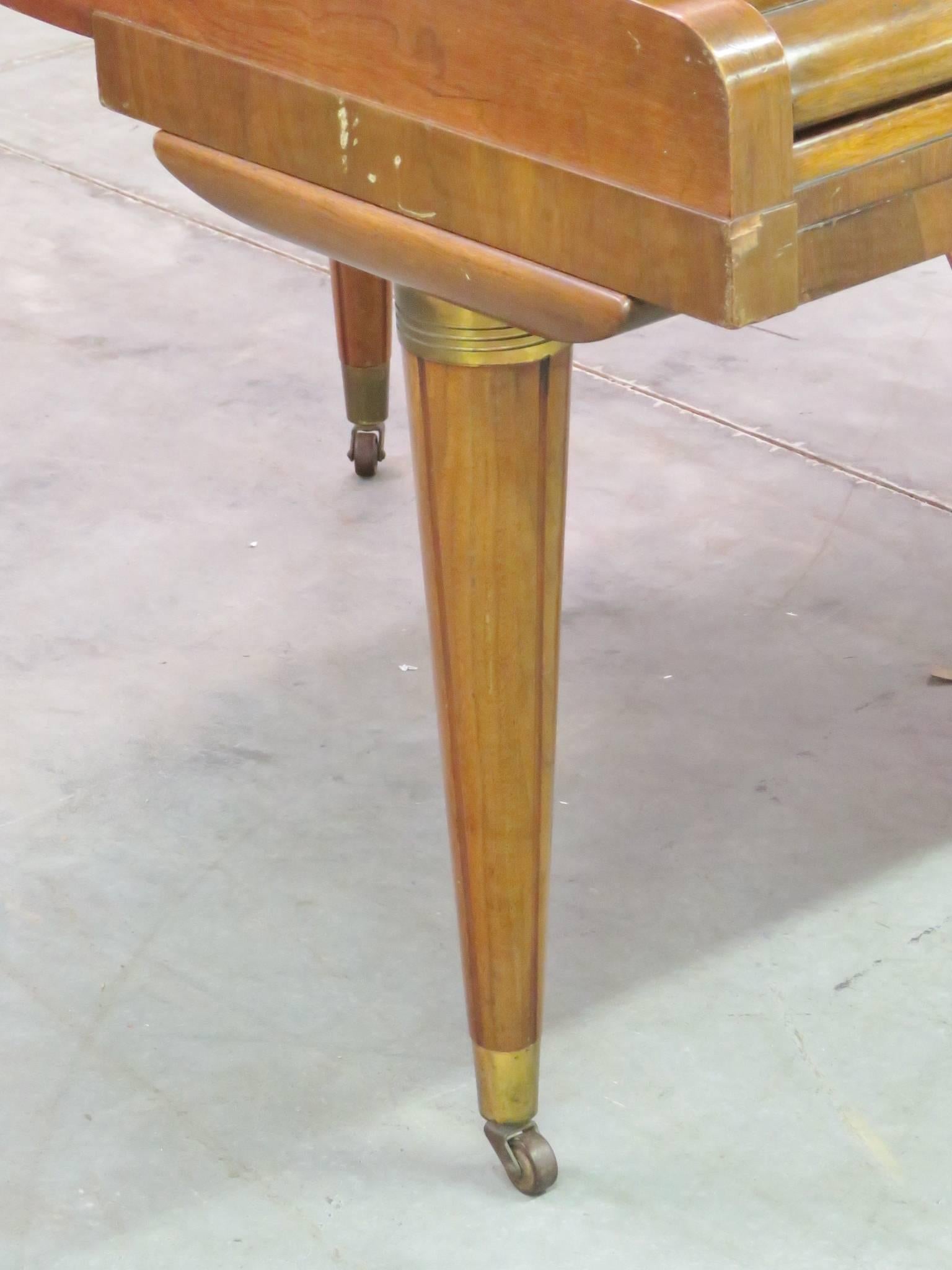 Rare Wurlitzer Art Deco butterfly grand piano. Walnut case.