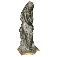 19th-c Neoclassical Bronze Figural Sculpture of a Draped Woman by Maclean