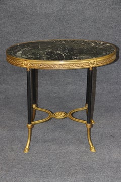 1940's French Marble Top Bronze Ormolu Mounted End Table Manner of Weisweiller