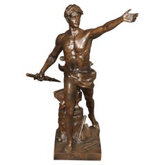 Antique French Bronze Titled Le Devoir Civique, After Eugene Marioton.