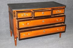 19th c French Directoire Brass Mounted Louis XV Slate Top Commode