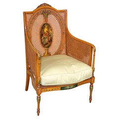 English Admas Style Cane Back Bergere Armchair