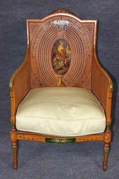 English Admas Style Cane Back Bergere Armchair