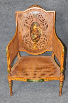 English Adams Style Cane Back Bergere Armchair
