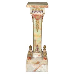 19th c French Onyx and French Empire Champleve Pedestal