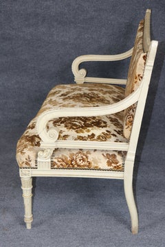 Antique French Louis XVI Style Distressed Painted Settee