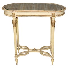 Coiffeuse de dame française ancienne de style Louis XVI, partiellement dorée