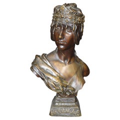 Buste antique français en bronze de style Art nouveau « Hérodiade », signé George Charles Coudry