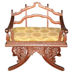 1960's Chinoiserie Style Carved Savonarola Chair