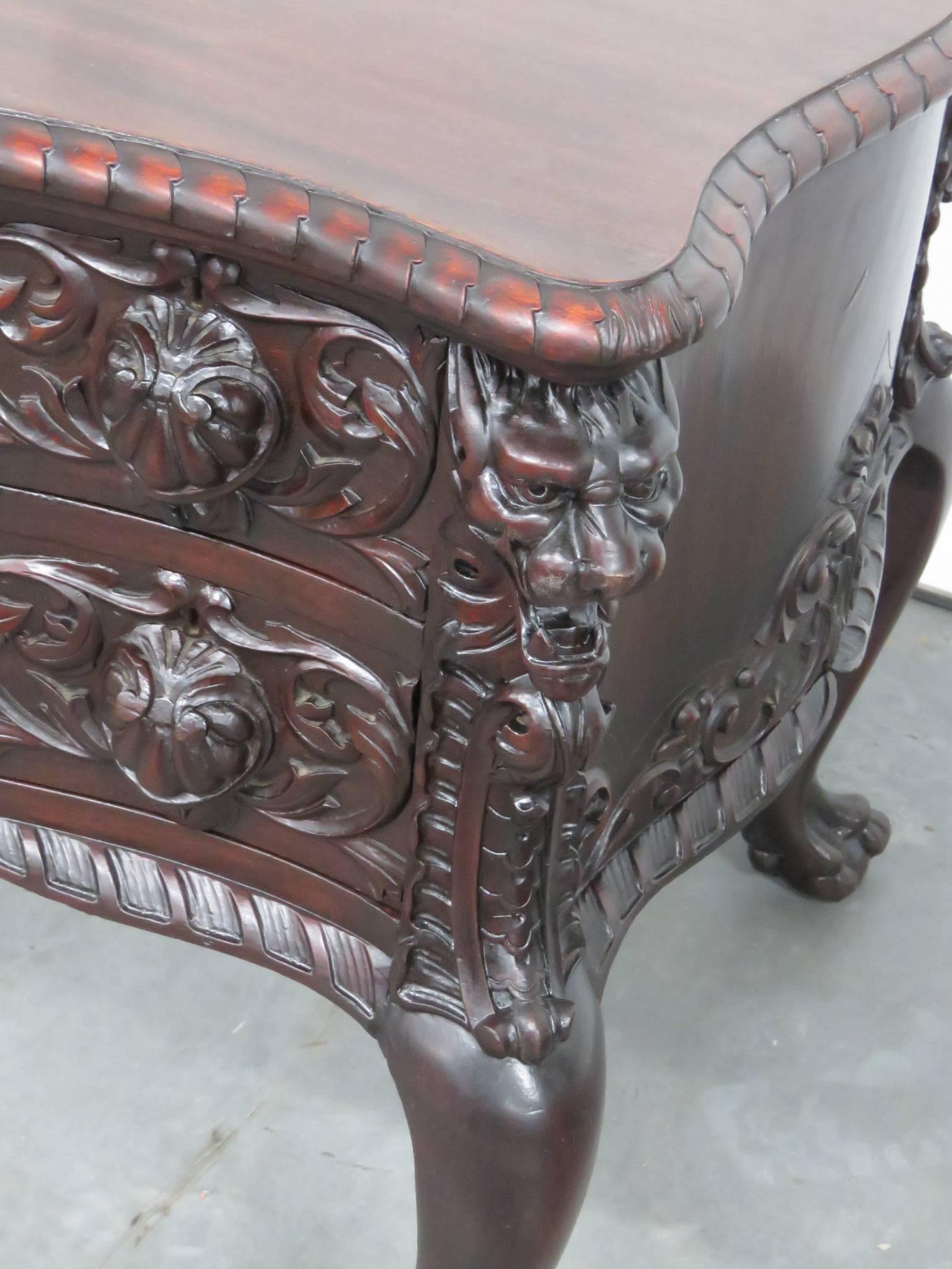 20th Century Antique Carved Mahogany Partner's Desk Attributed R.J. Horner