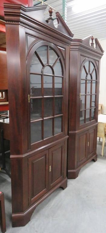 Pair Of Stickley Mahogany Lighted Corner Cabinets For Sale At 1stdibs