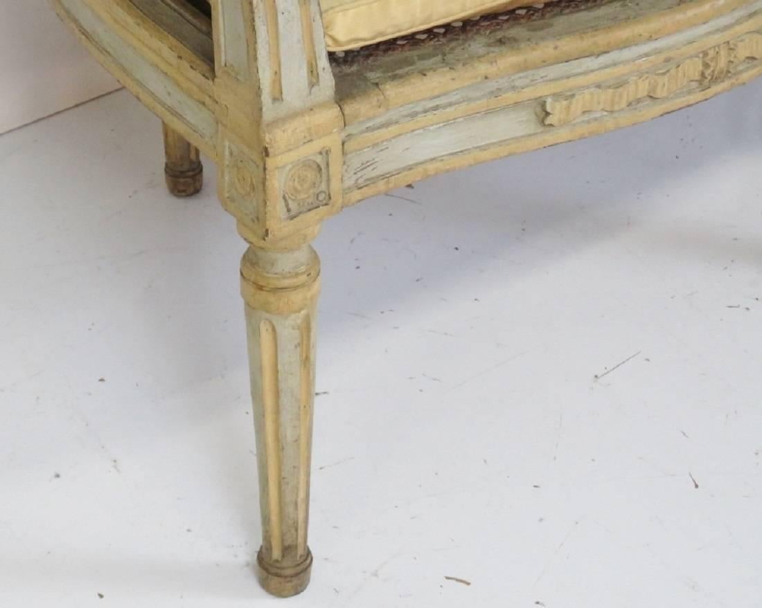 Antique Louis XVI Style Painted and Caned Sofa 5