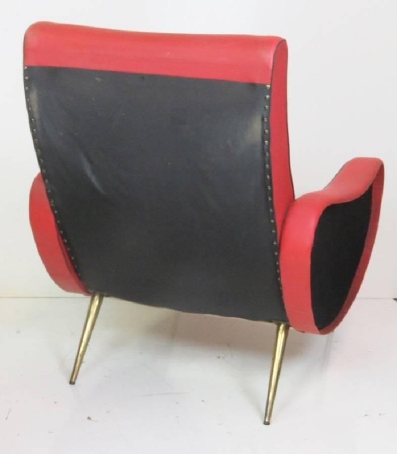 20th Century Pair of Zanuso Style Metal Leg Lounge Chairs