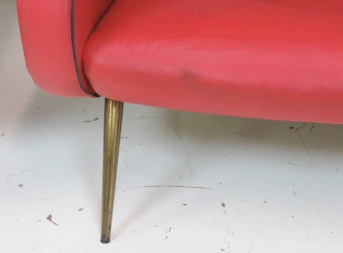 Pair of Zanuso Style Metal Leg Lounge Chairs 1
