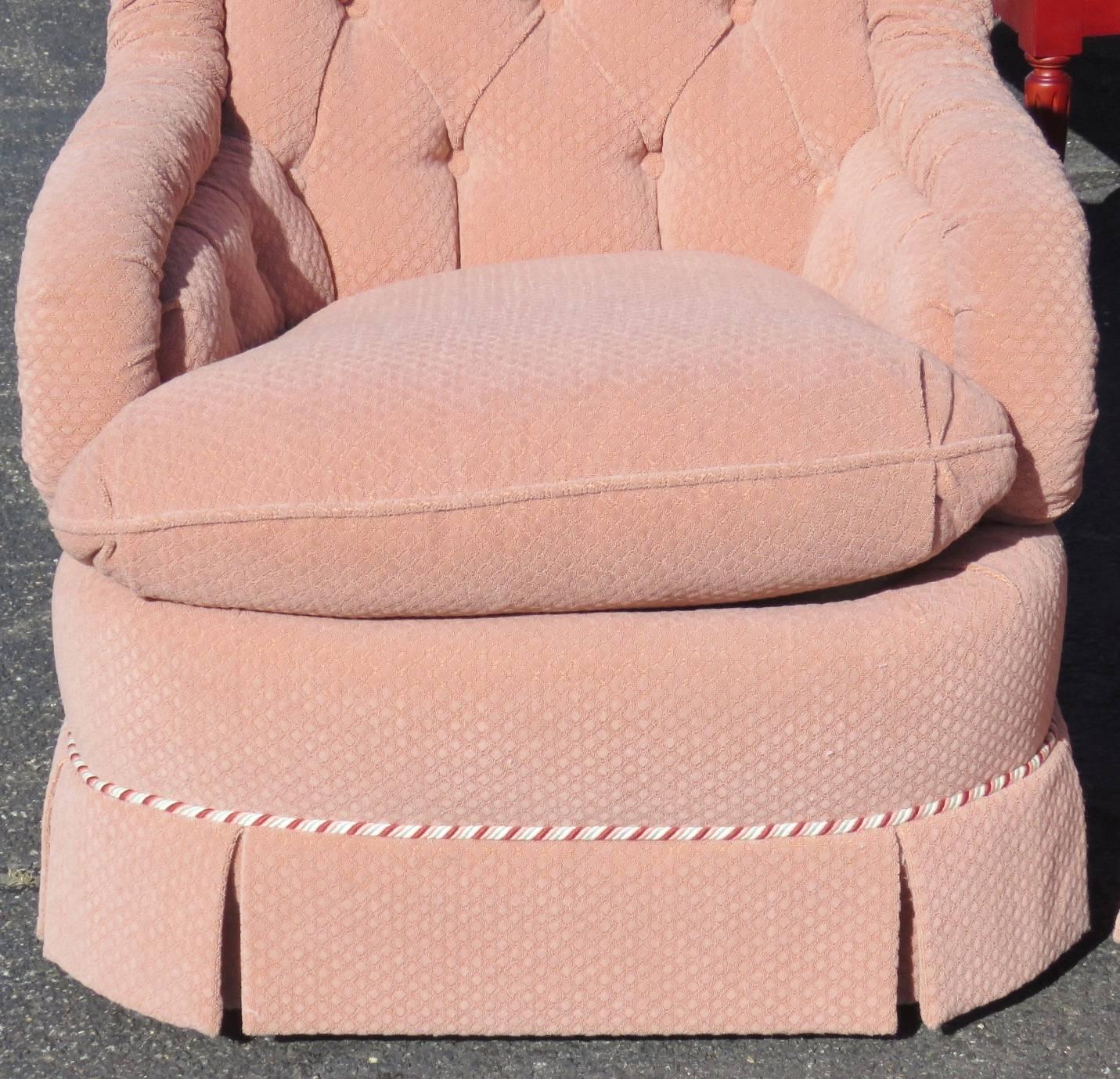 Pair of Baker Tufted Club Chairs In Good Condition In Swedesboro, NJ