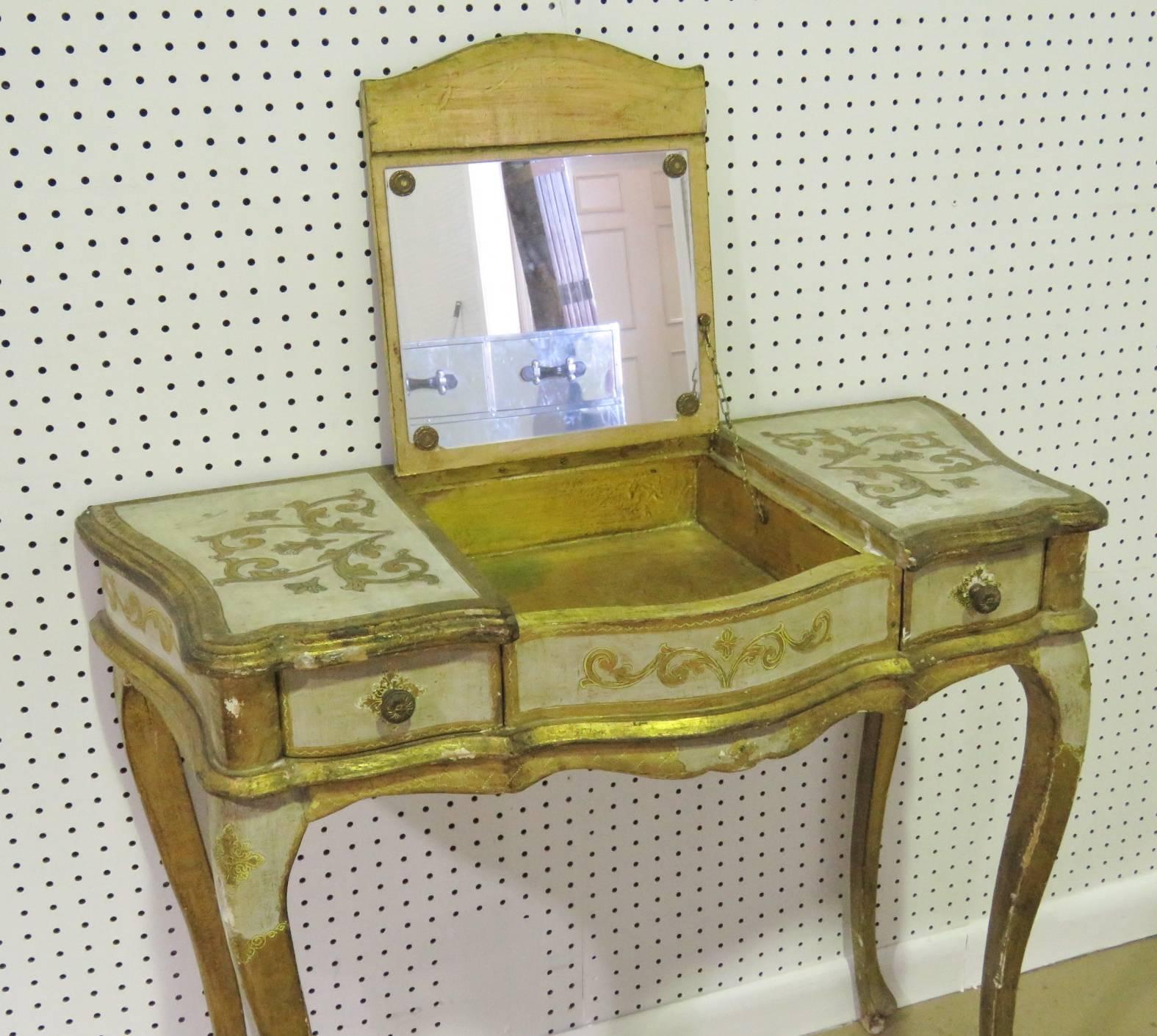 20th Century Florentine Style Paint Decorated Vanity