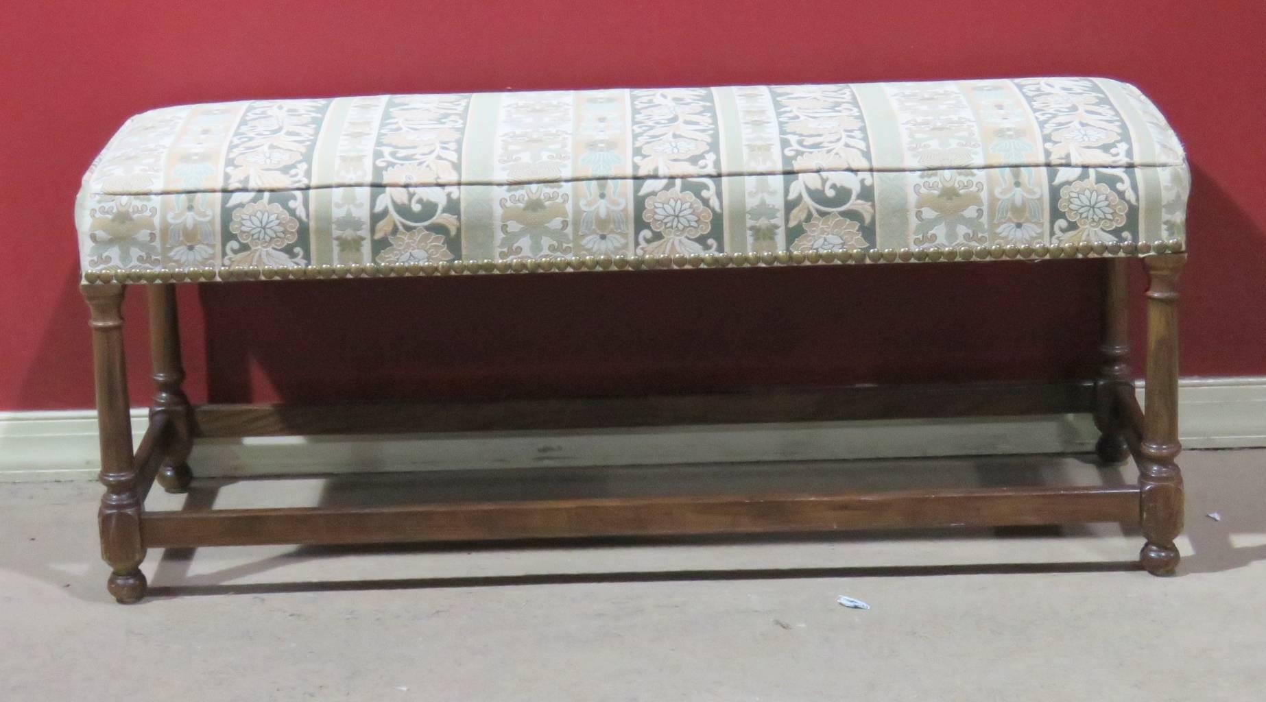 Henredon Heritage floral upholstered bench. Walnut frame. Great to piece with the matching dresser, nightstand, pair wardrobes, desk and mirror.