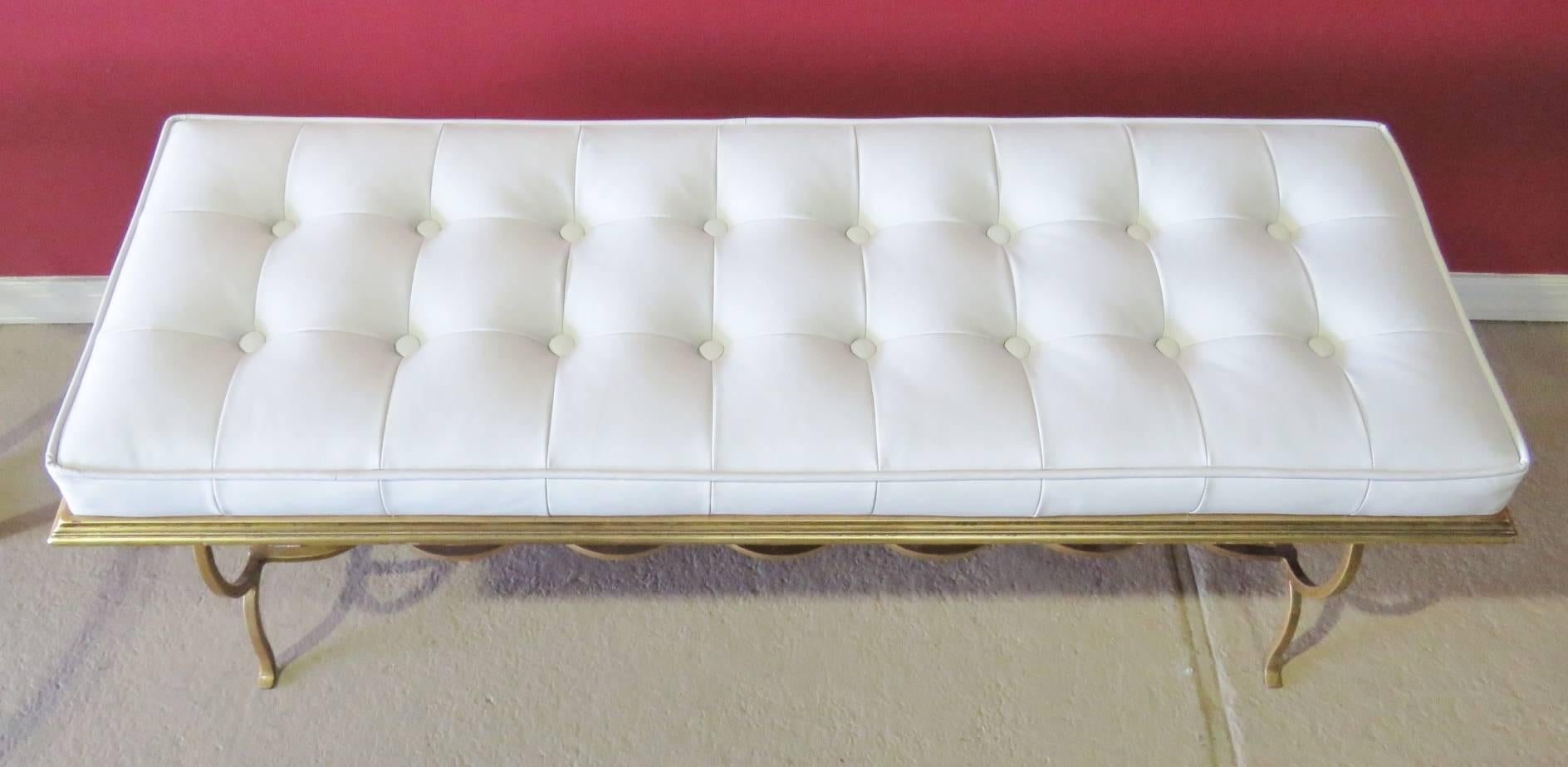 20th Century Modern Design Tufted and Gilt Bench